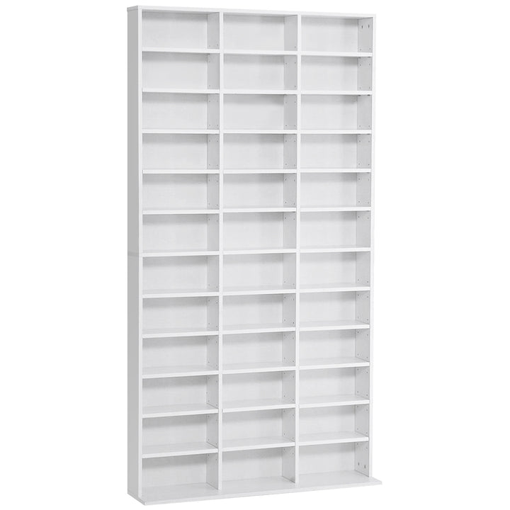 CD / DVD Storage Shelf Storage Unit for 1116 CDs Height-Adjustable Compartments 102 x 24 x 195 cm White