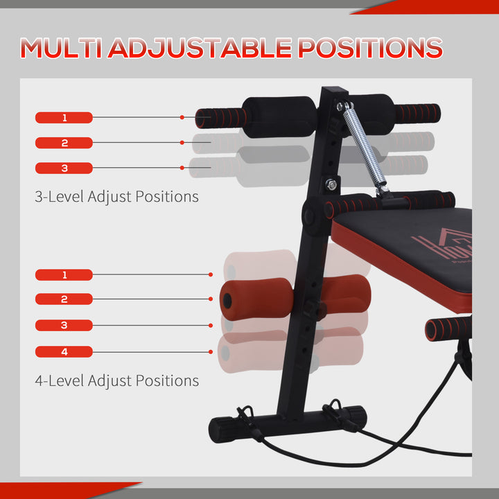 Multifunctional Sit Up Bench Foldable Exercise Weight Bench w/ Elastic Rope