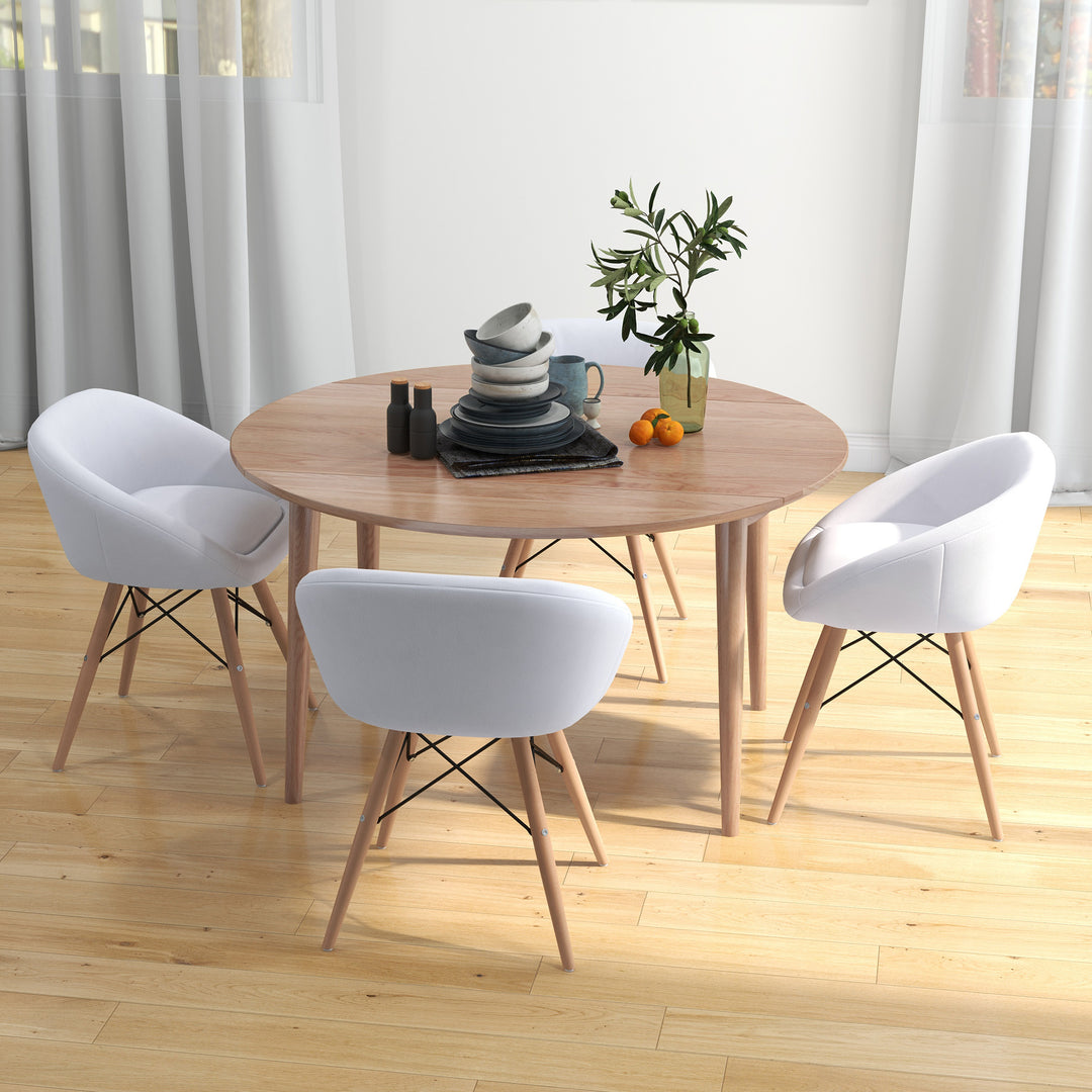 Faux Leather Lounge Chair W/Solid Wooden Legs-White