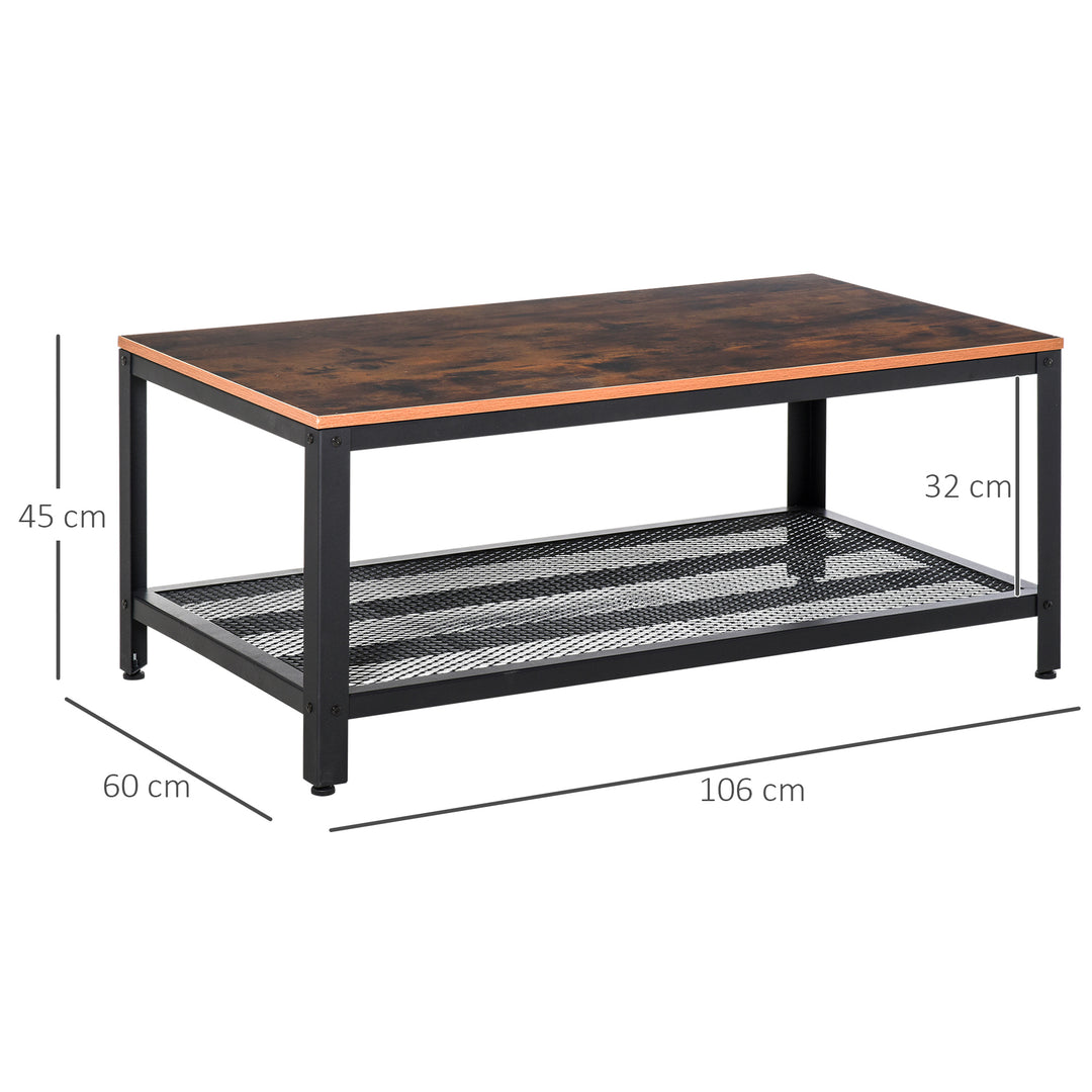 Coffee Table Industrial Site table Living Room Storage Shelf Metal Frame Two-tone Modern Organiser