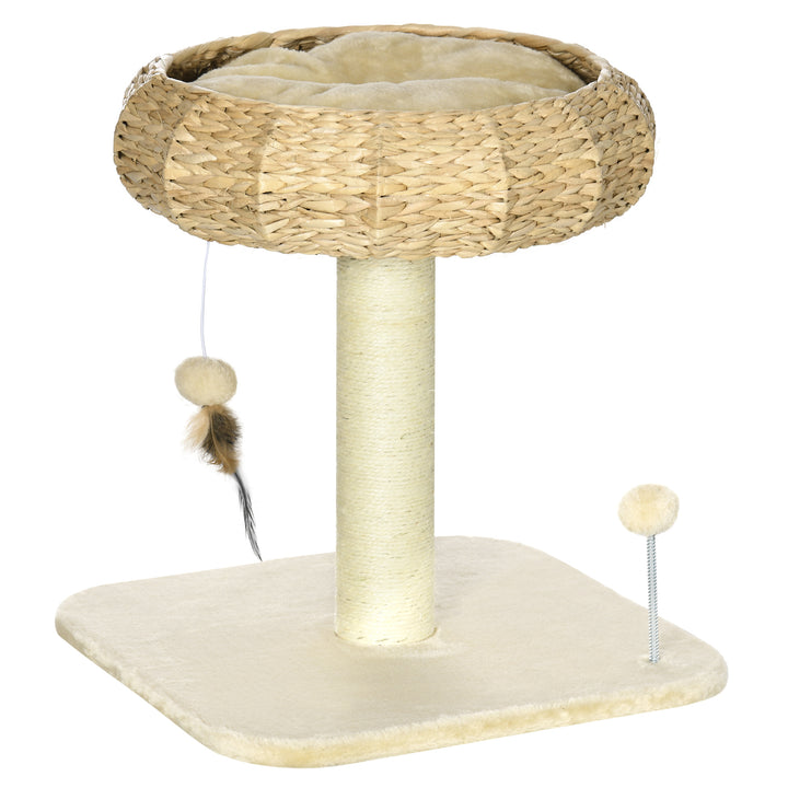 PawHut 51cm Cat Tree, Kitty Activity Center, Cat Climbing Toy, Cat Tower with Cattail Bed Ball Toy Sisal Scratching Post, Beige