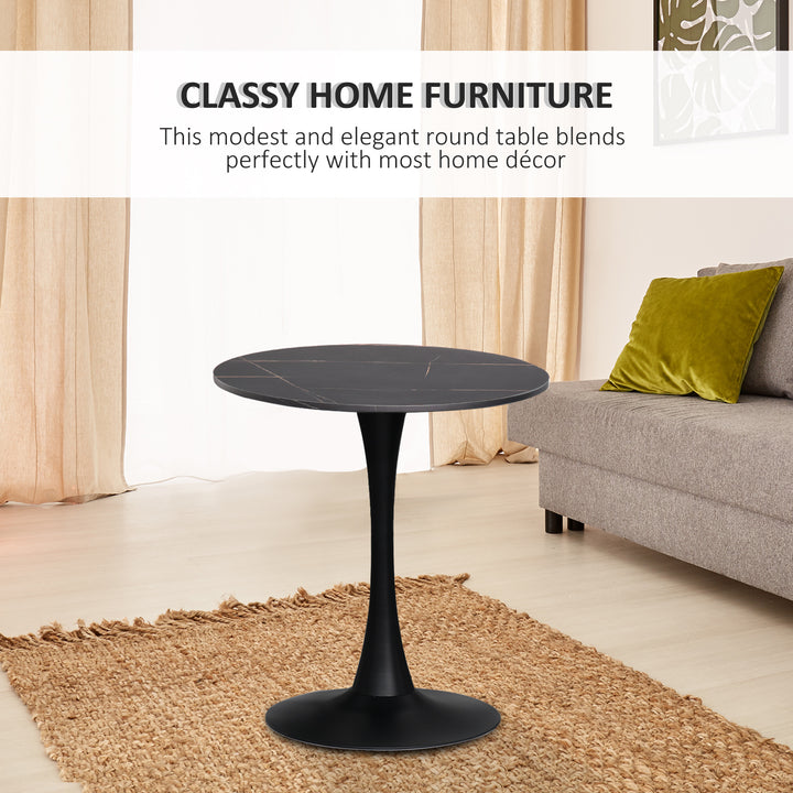 Modern Round Dining Table Leisure Coffee Bistro Table with Metal Base for Kitchen &amp; Dining Room Black