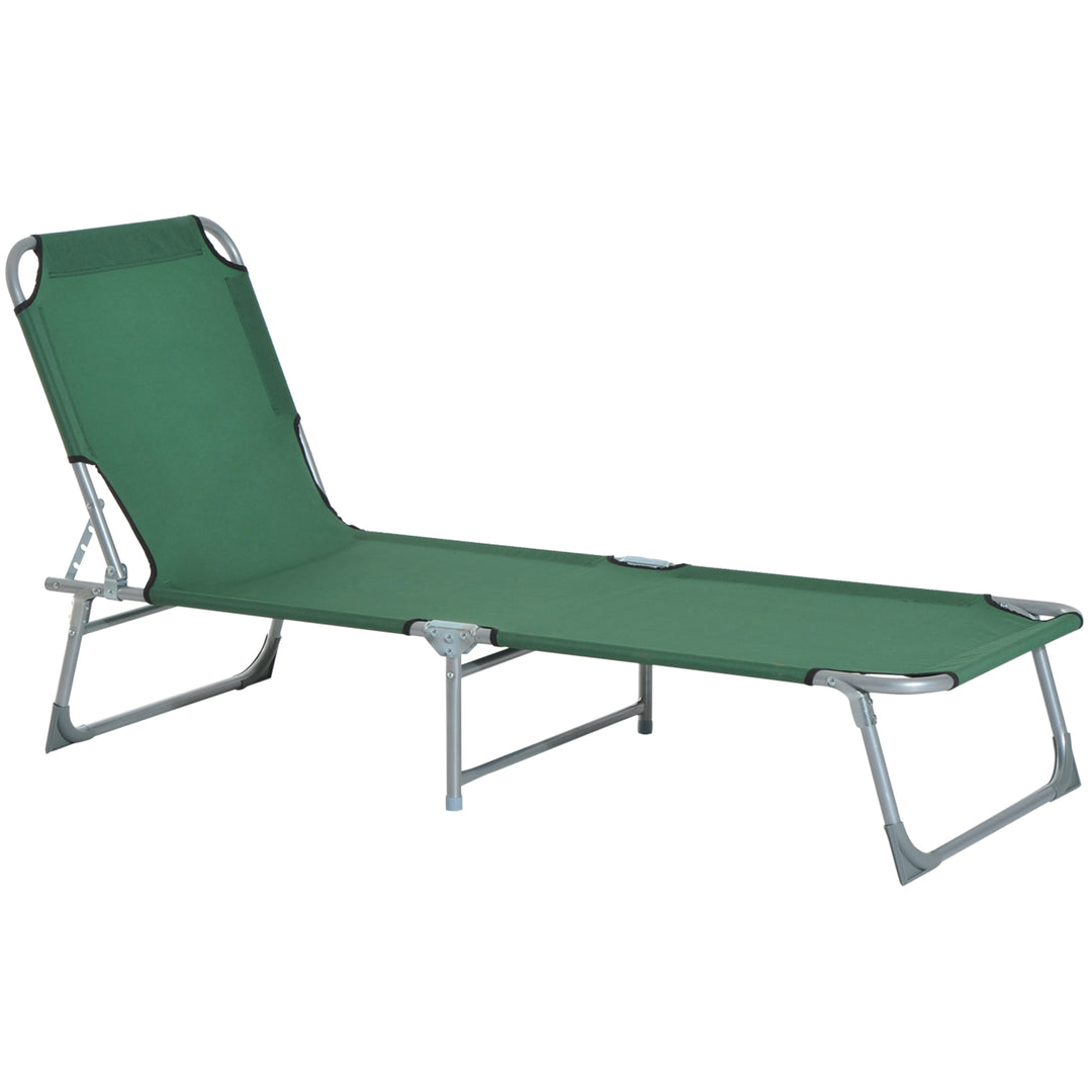 Outsunny Portable Adjustable Lounger,Oxford Cloth-Green