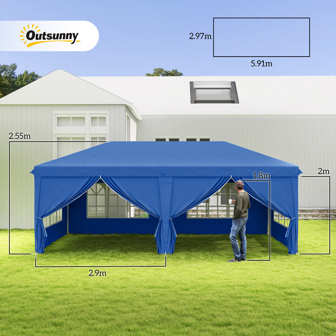 Garden Heavy Duty Water Resistant Pop Up Gazebo Marquee Tent 3 x 6m - Blue