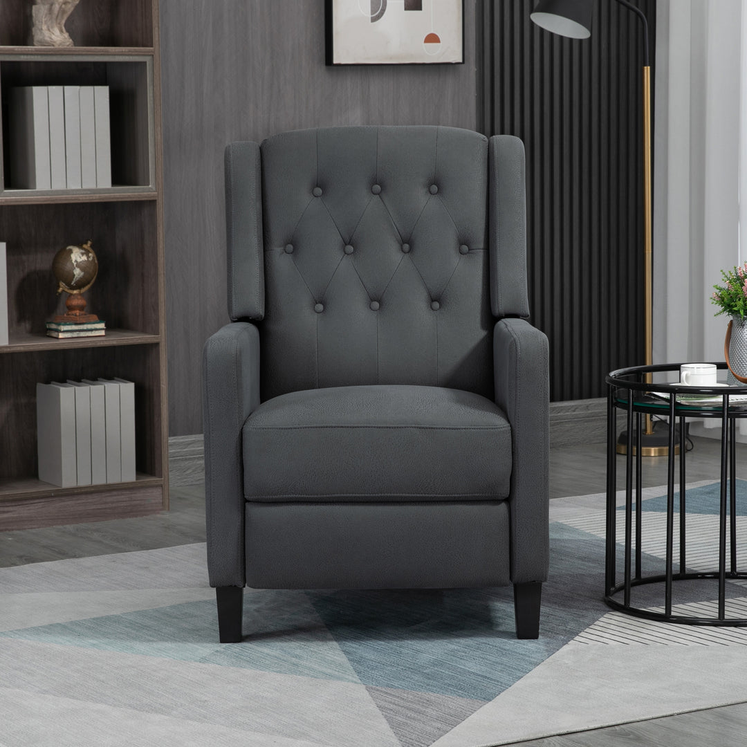 Recliner Chair, Button Tufted Cloth Deep Grey