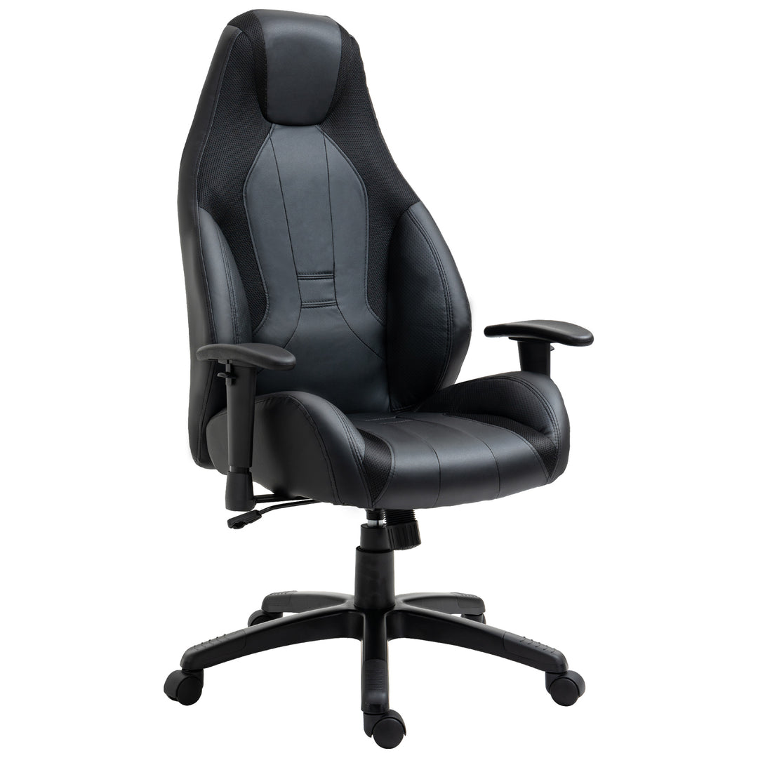 Vinsetto High Back Executive Office Chair Mesh & Fuax Leather Gamer Chair with Swivel Wheels, Adjustable Height and Armrest, Black