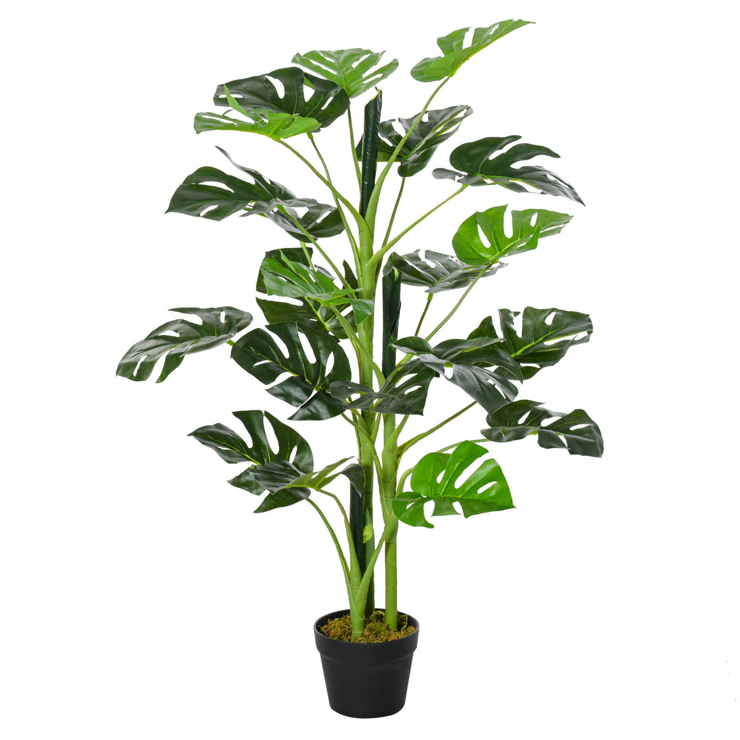 Artificial Monstera Tree with Nursery Pot, Fake Tropical Palm Tree