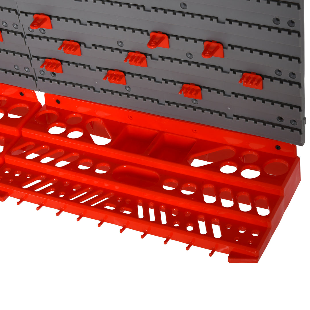 DURHAND 54 Pcs On-Wall Tool Organizer Wall Equipment Holding Pegboard Home DIY Garage Organiser DIY w/ 50 Pegs 2 Shelves