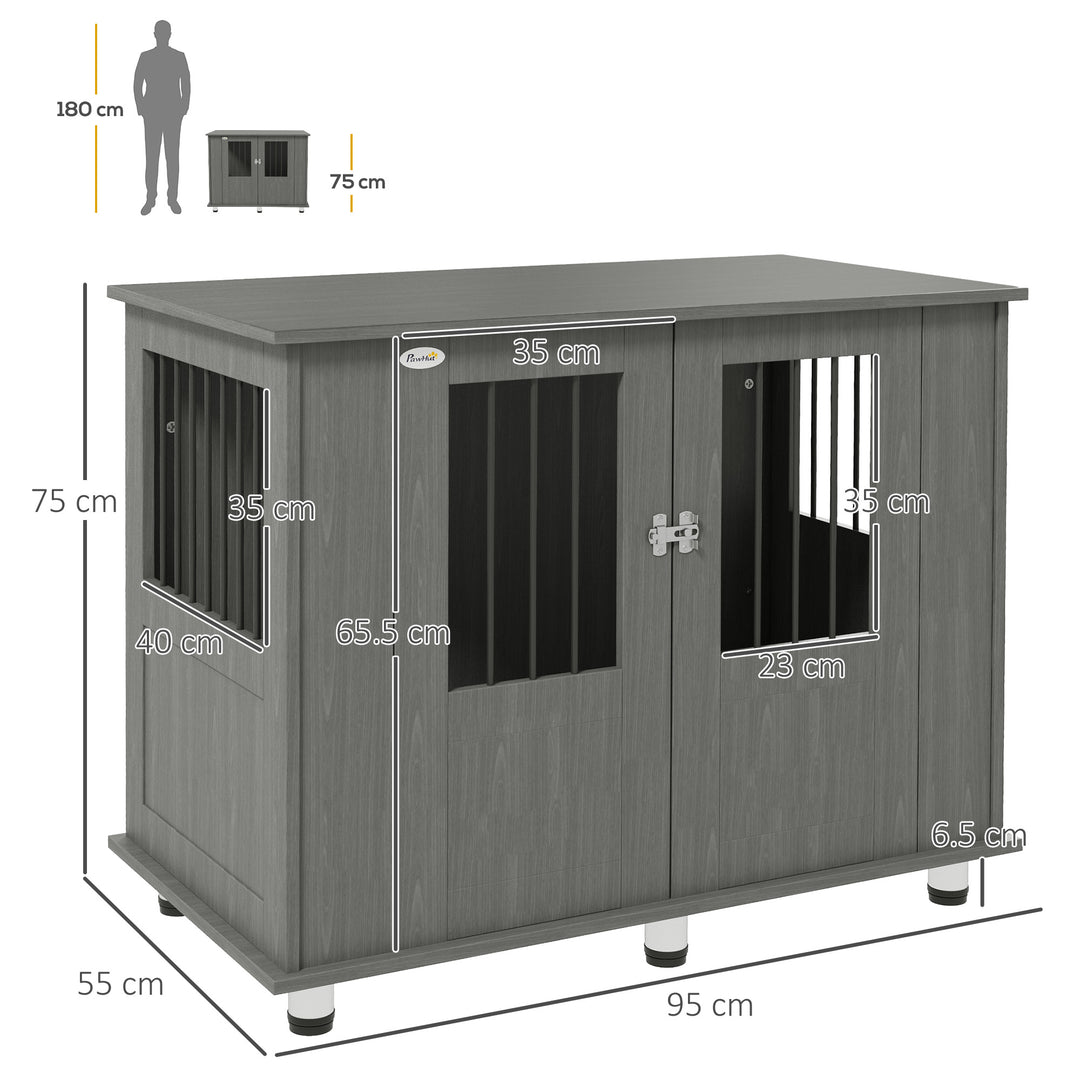 Dog Crate Table with Magnetic Door for Indoor Use-Grey