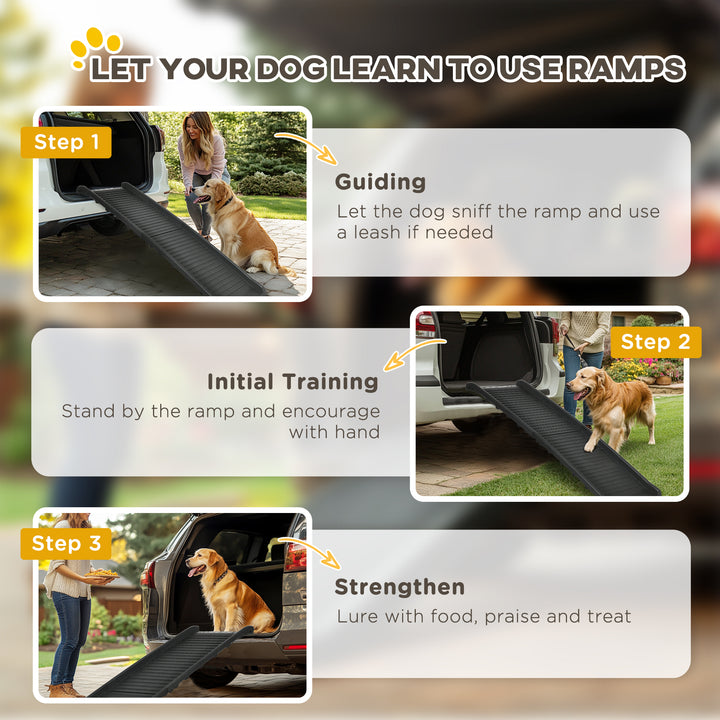 Folding Pet Ramp, Dog Ramps for Cars Trucks SUVs, Portable Non-slip, 155 x 39 x 14 cm