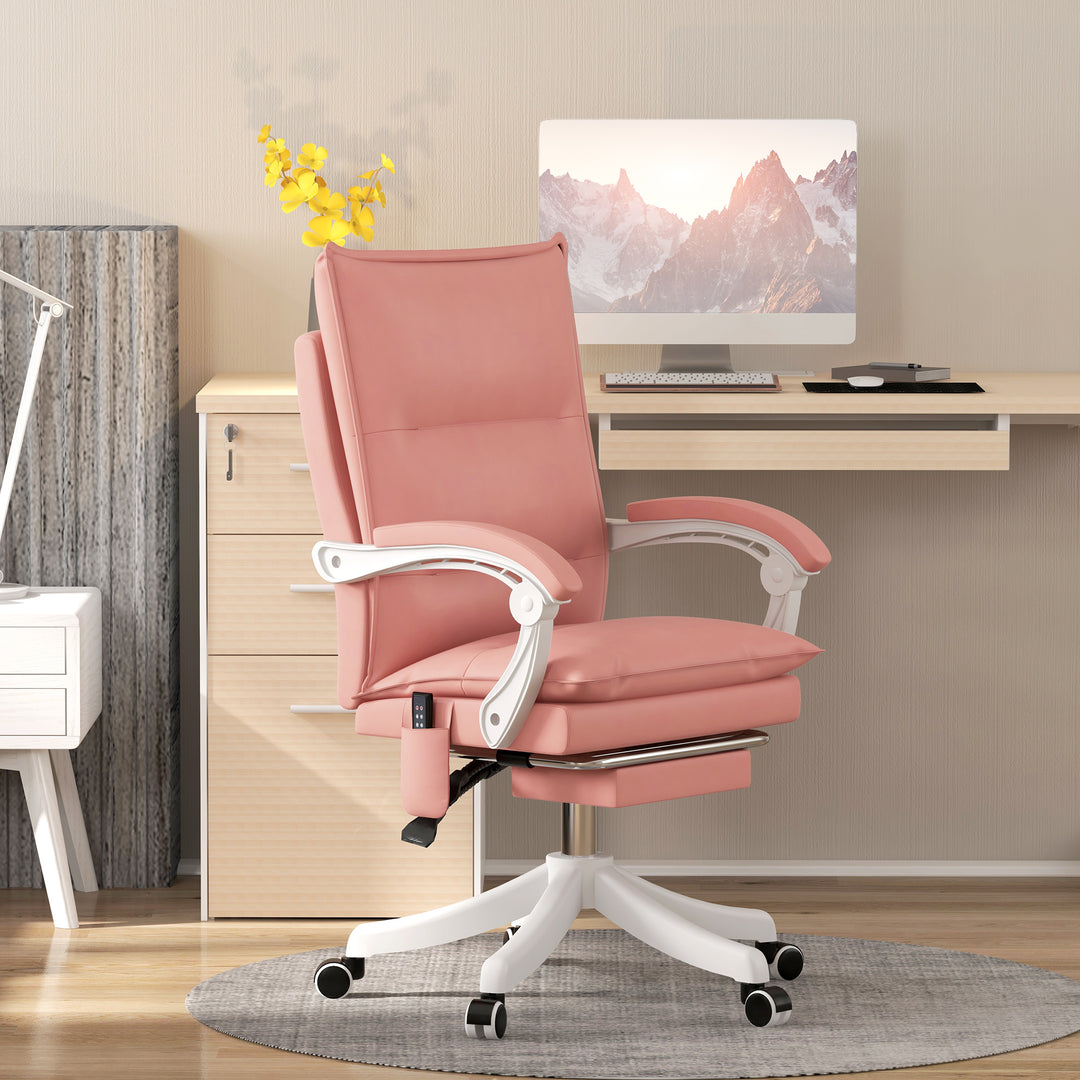 Vinsetto Vibration Massage Office Chair with Heat, Faux Leather Computer Chair, Pink