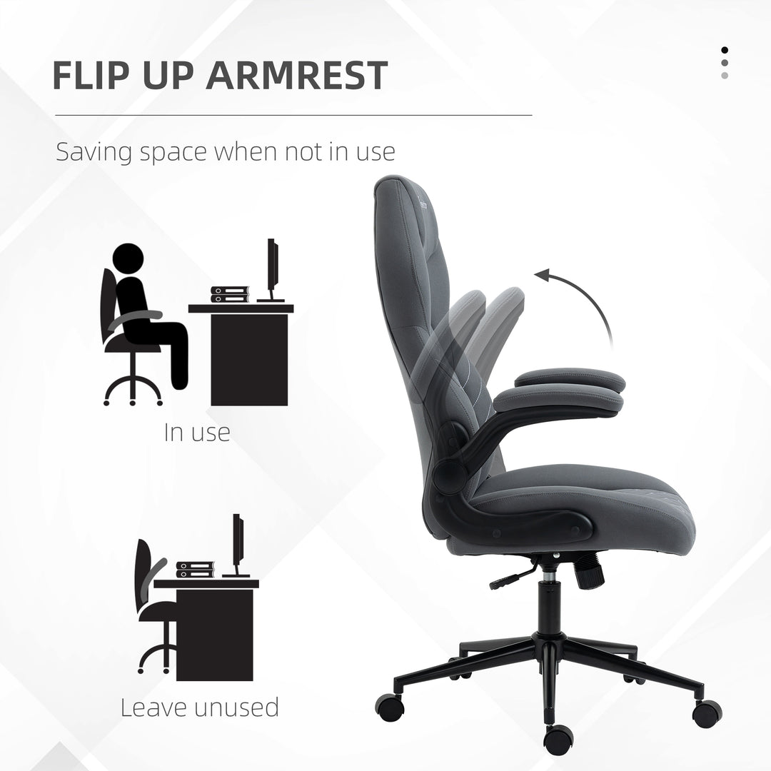 Office Chair w/ Flip Up Armrests, Swivel Seat Dark Grey