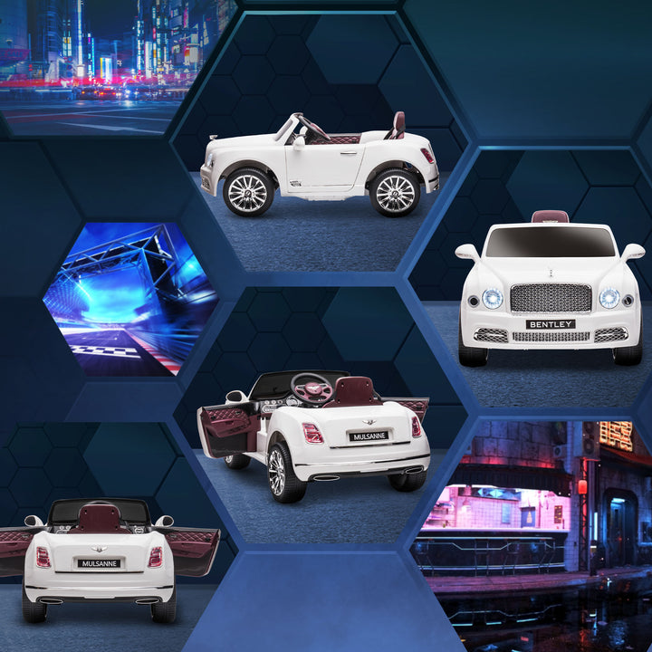 Kids Electric Ride On Car with Parent Remote, 12V Battery Powered Toy Car with Music Horn Lights MP3 Suspension Wheels for 37-72 Months, White