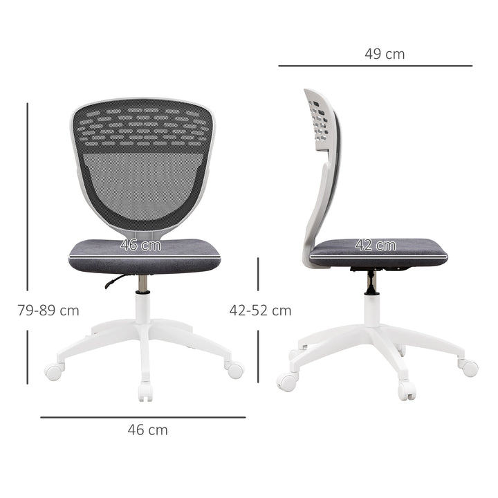 Armless Desk Chair w/ Height Adjustable and Swivel Wheels, Grey
