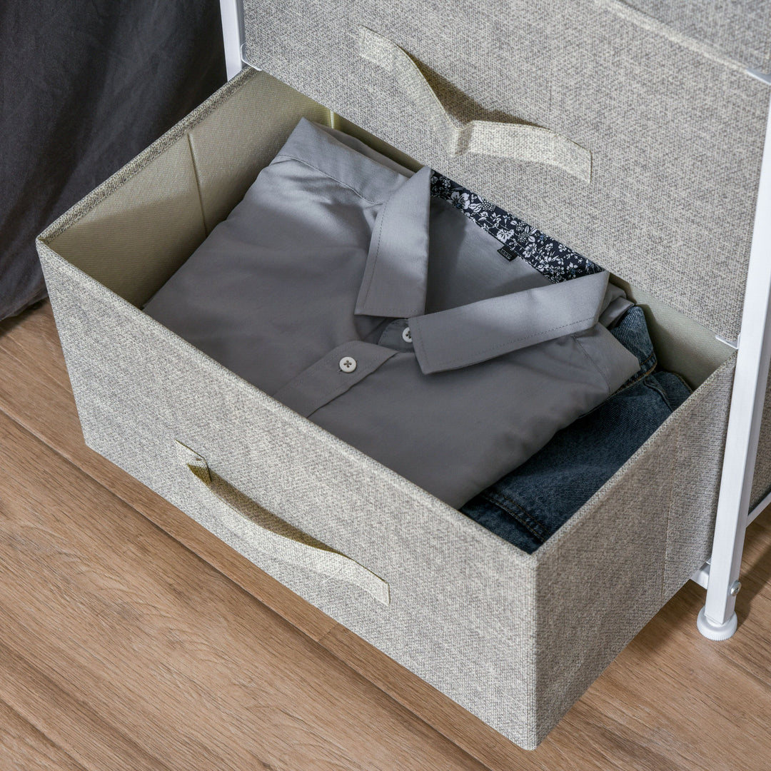 Vertical 3-Tier Linen Drawer Cabinet Organizer Storage Dresser Tower with Metal Frame Adjustable Feet for Living Room, Bathroom, Kitchen