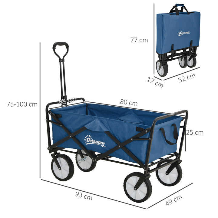 Pull Along Cart Trolley for Beach with Telescopic Handle - Blue