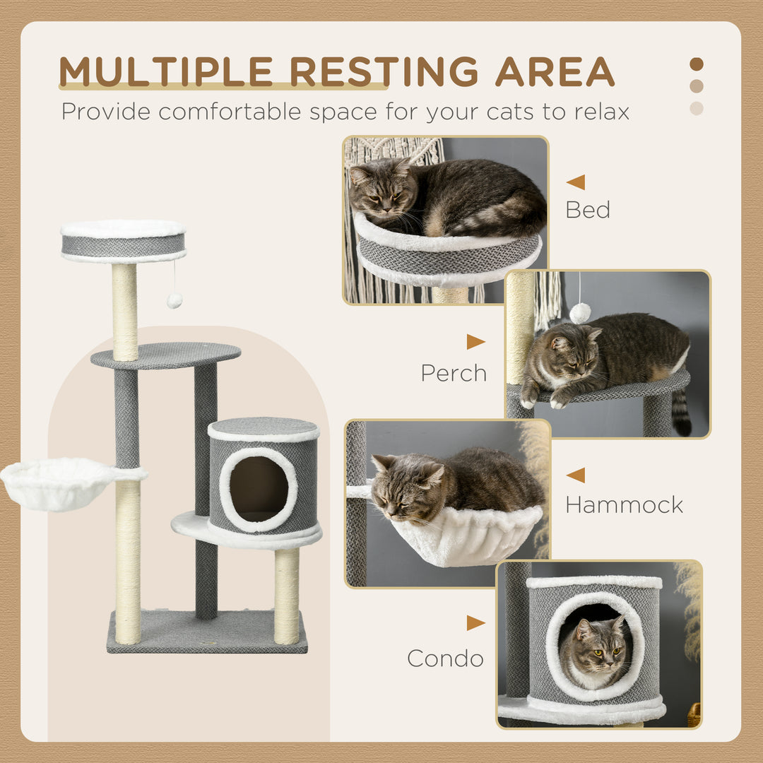 Cat Tree for Indoor Cats, Cat Tower with Scratching Posts, Multi-level Kitten Climbing Tower, 124cm