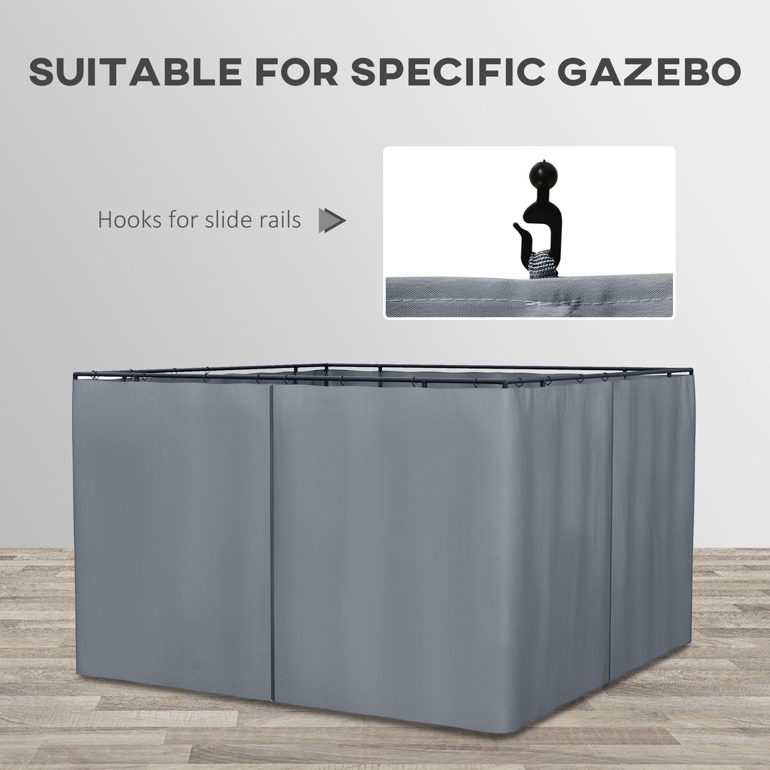 Outsunny Replacement Gazebo Curtain 4-Panel Sidewalls with Zipper for 3 x 3 (M) Yard Gazebos Canopy Tent Dark Grey