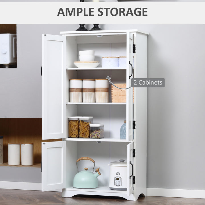 Accent Floor Storage Cabinet Kitchen Pantry with Adjustable Shelves and 2 Lower Doors, White