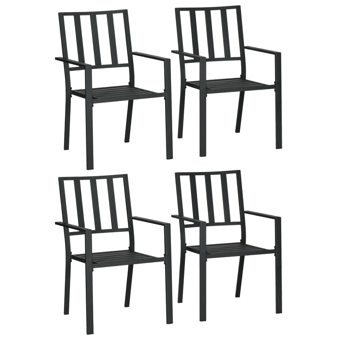 Patio Dining Chairs with Metal Slatted Design