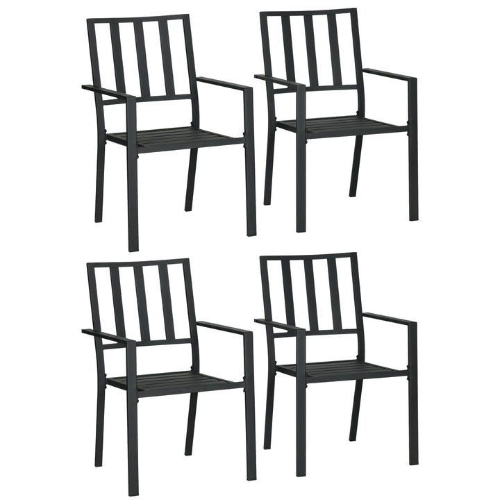 Patio Dining Chairs with Metal Slatted Design