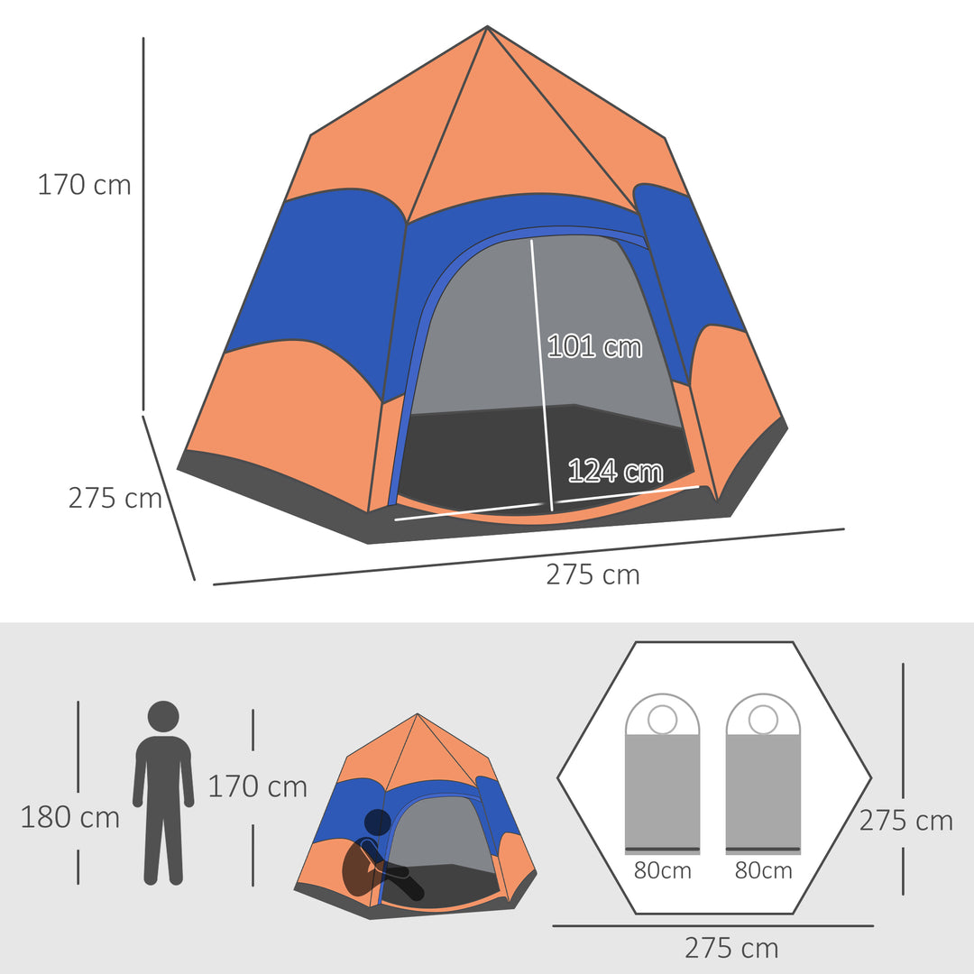 Six Man Hexagon Pop Up Tent Camping Festival Hiking Shelter Family Portable