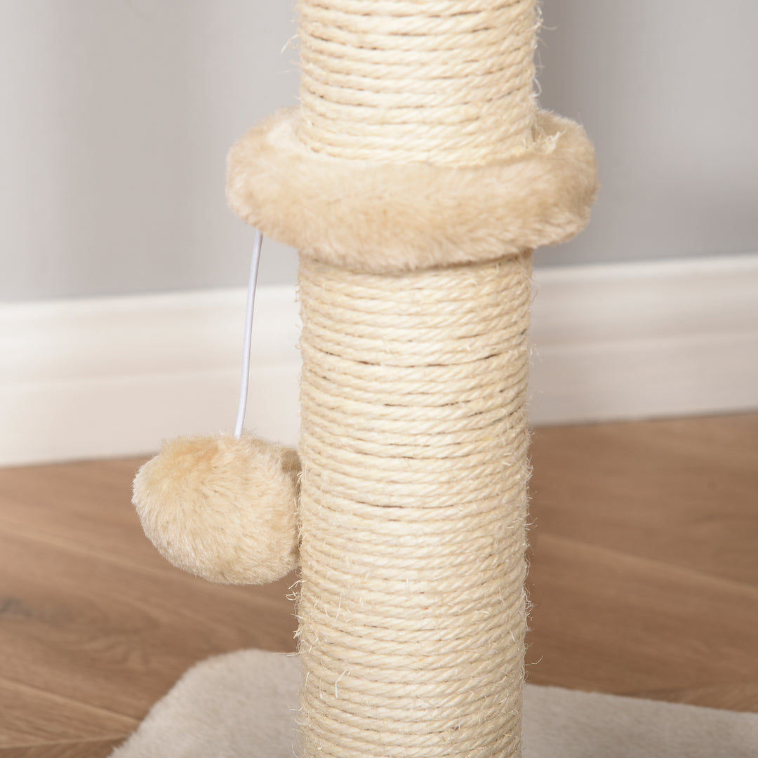 PawHut Cat tree Cat Tower 100cm Climbing Activity Center with Sisal Scratching Post Condo Perch Hanging Balls Teasing Rope Toy Cushion