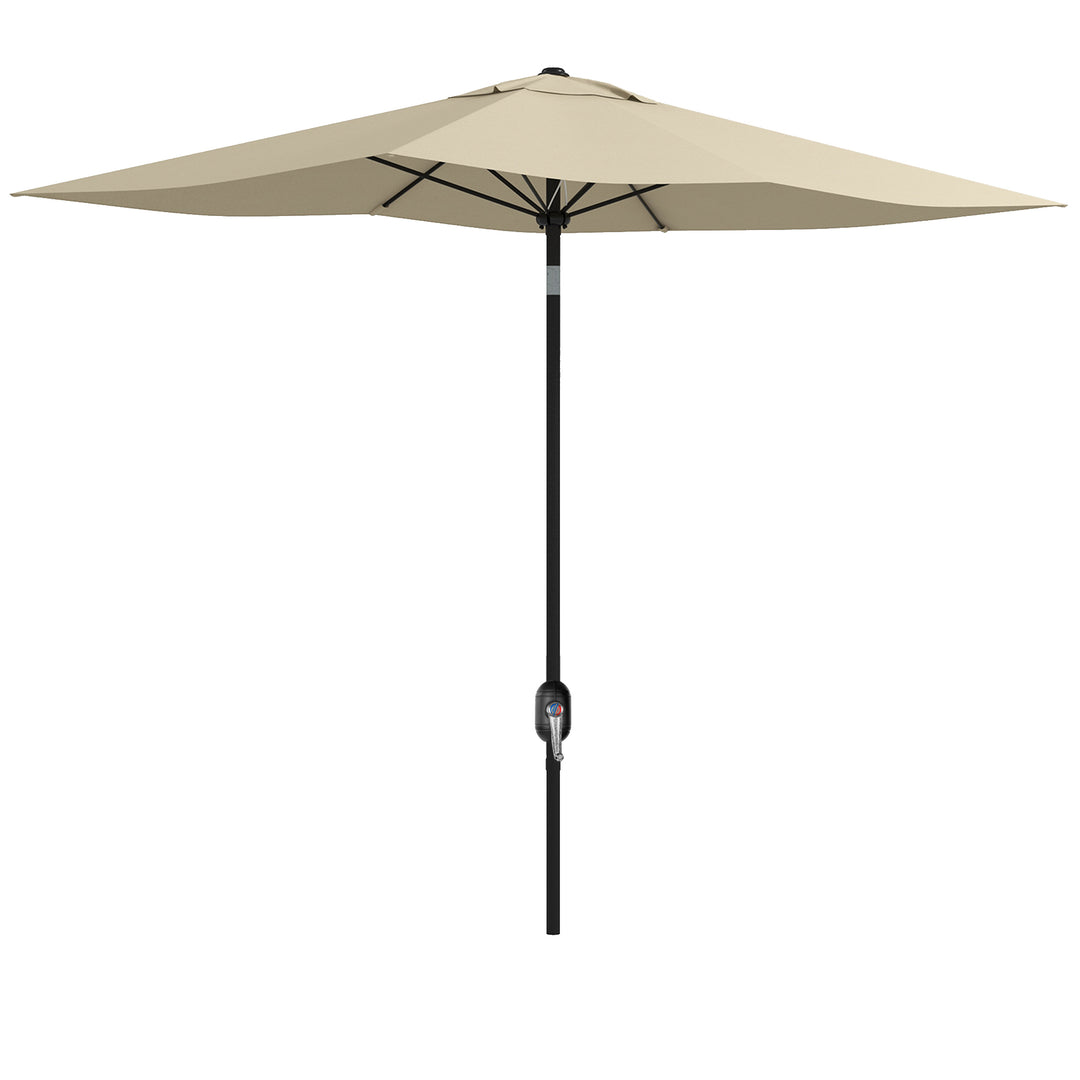 Outsunny 2 x 3m Garden Parasol Umbrella, Rectangular Market Umbrella Patio, Outdoor Table Umbrellas with Crank &amp; Push Button Tilt, Cream White