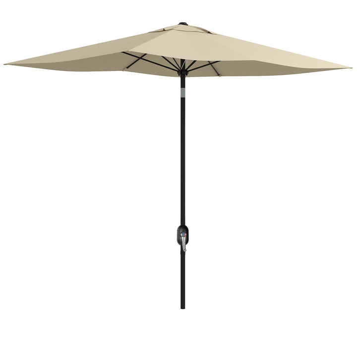 Outsunny 2 x 3m Garden Parasol Umbrella, Rectangular Market Umbrella Patio, Outdoor Table Umbrellas with Crank &amp; Push Button Tilt, Cream White