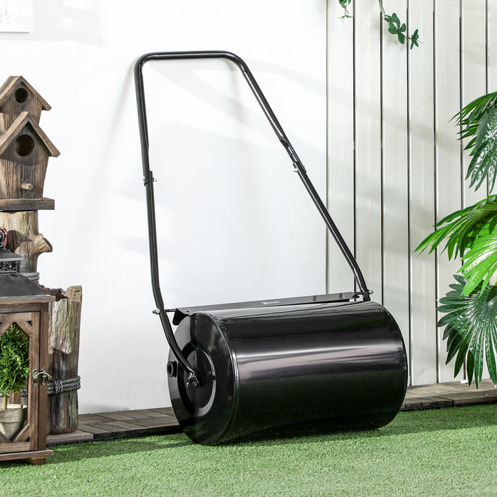 38L Heavy Duty Water or Sand Filled Garden Steel Lawn Roller - Black