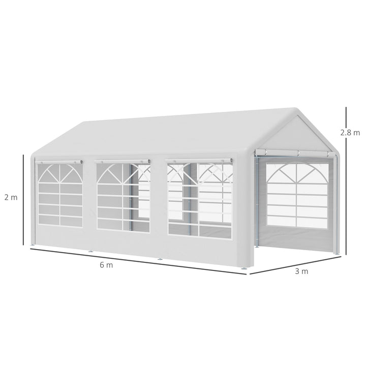 Garden Gazebo Marquee Party Tent Wedding Portable Garage Carport shelter Car Canopy Outdoor Heavy Duty Steel Frame Waterproof (6m x 3m)