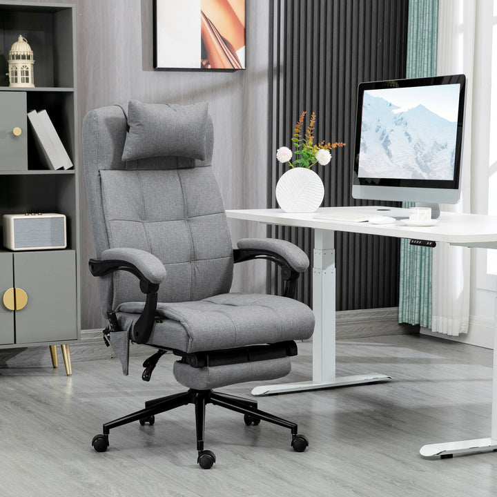 Vinsetto Vibration Massage Office Chair with Heat, Fabric Computer Chair with Head Pillow, Back, Grey