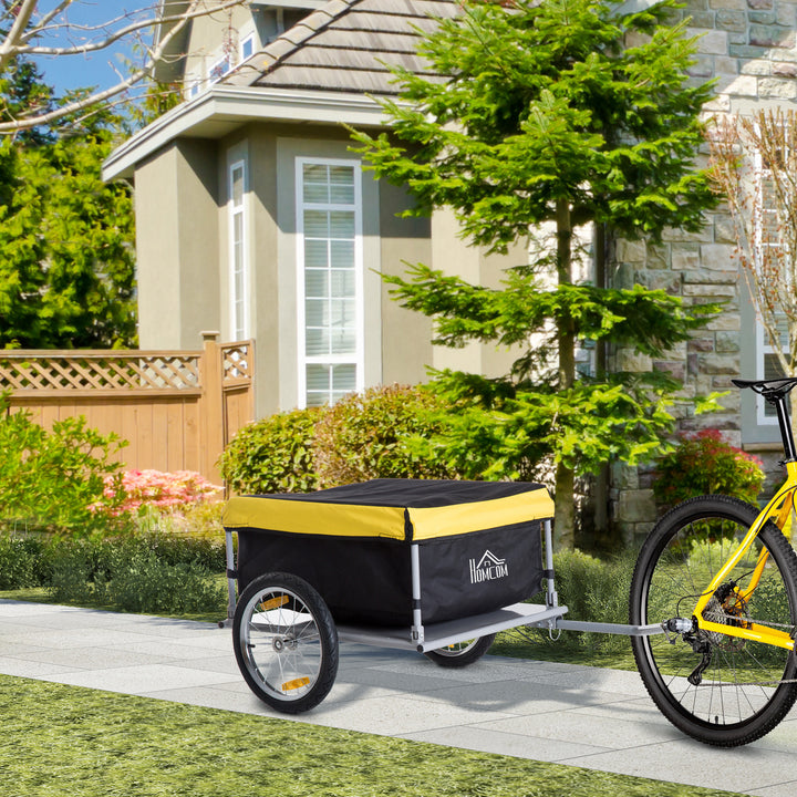 Steel Frame Bike Cargo Trailer Storage Cart and Luggage Trailer with Hitch Yellow