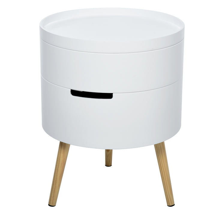 HOMCOM 3-Part Side Coffee Table End Desk Night Stand Storage Organiser with Rotated Opening, Detachable Tray, White