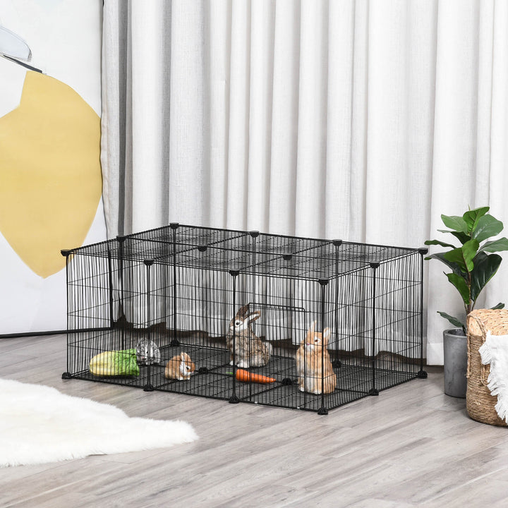 Pet Playpen DIY Small Animal Cage Metal Fence with Door, 22 Pieces, for Bunny Chinchilla Hedgehog Guinea Pig