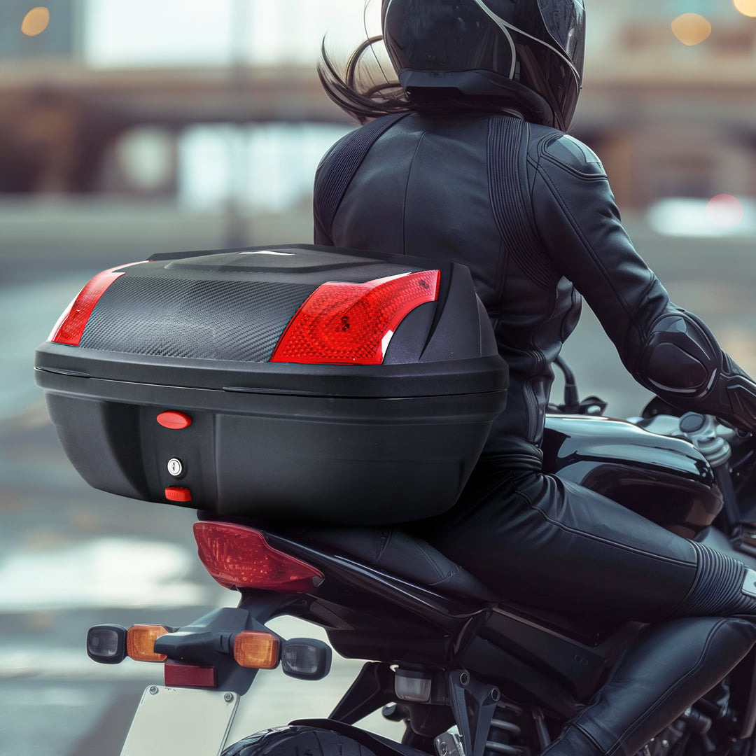 48L Motorcycle Trunk Travel Luggage Storage Box Accessory Modern Tough Style - Black