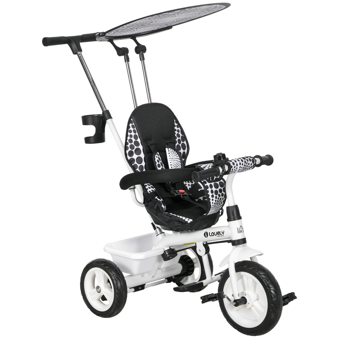 Baby Tricycle W/Handle-White/Black