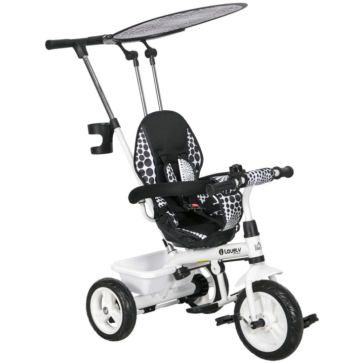 Baby Tricycle W/Handle-White/Black
