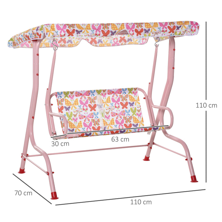 Kids Canopy Garden Swing Chair Hammock Lounge Toddler Seat Belt Awning Pink