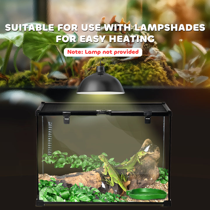 PawHut 50 x 30 x 35 cm Reptile Glass Terrarium, Reptile Breeding Tank, Climbing pet Glass Containers, Arboreal Box, with Strip Patch Thermometer-Black