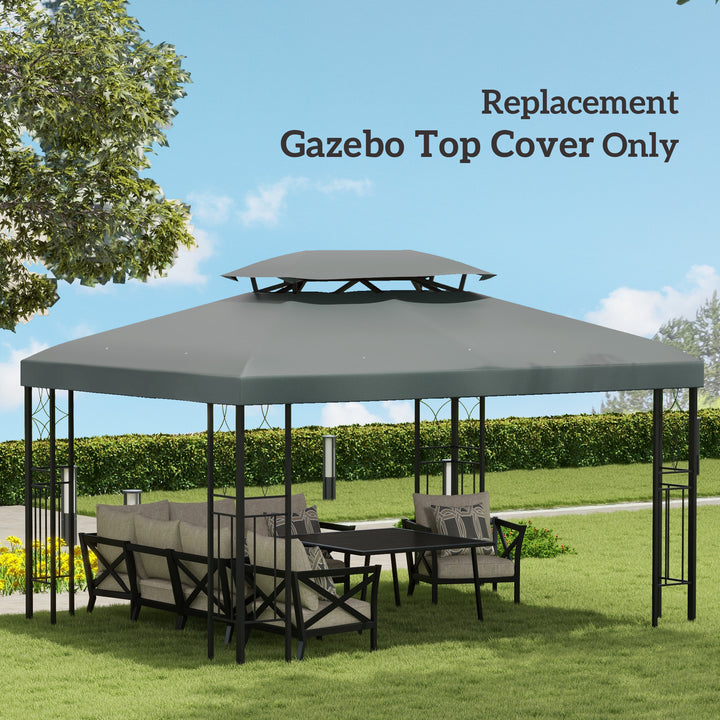 3x4m Gazebo Replacement Roof Canopy 2 Tier Top UV Cover Garden Patio Outdoor Sun Awning Shelters Deep Grey (TOP ONLY)