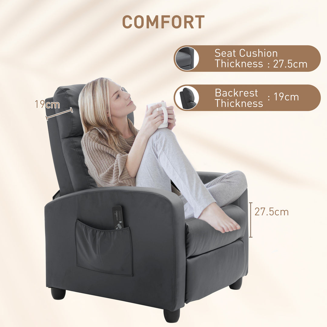 Recliner Sofa Chair PU Leather Massage Armcair w/ Footrest and Remote Control for Living Room, Bedroom, Home Theater, Grey