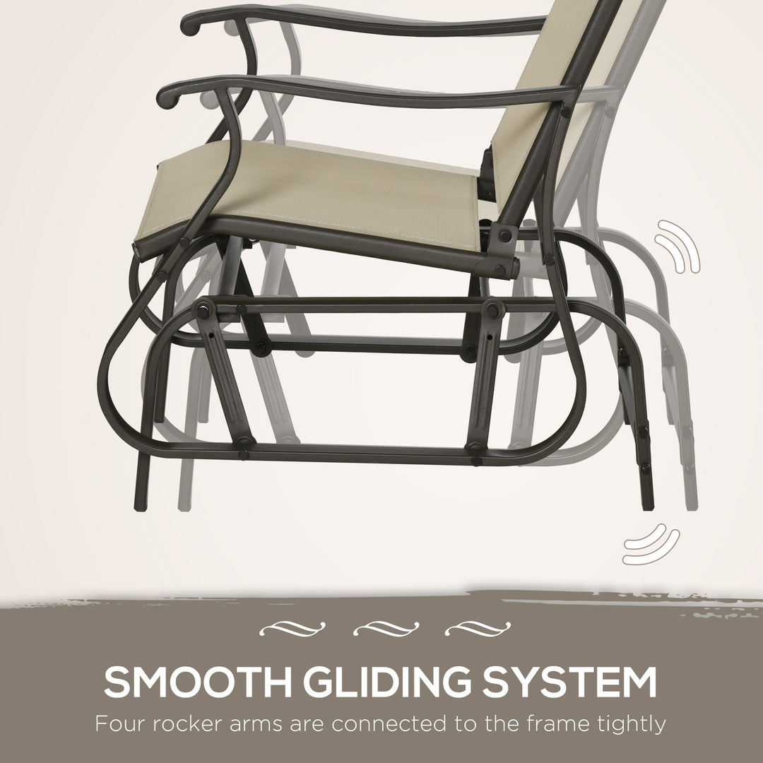 Gliding Chair &amp; Tea Table Set withTempered Glass Tabletop - Khaki