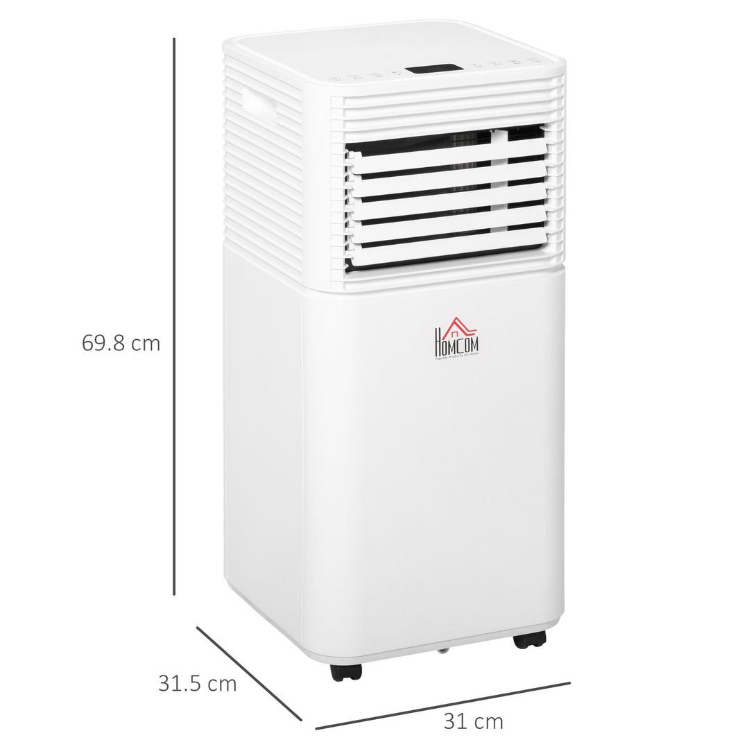 HOMCOM 9000 BTU 4-In-1 Compact Portable Mobile Air Conditioner Unit Cooling Dehumidifying Ventilating w/ Fan Remote LED 24 Hr Timer Auto Shut-Down