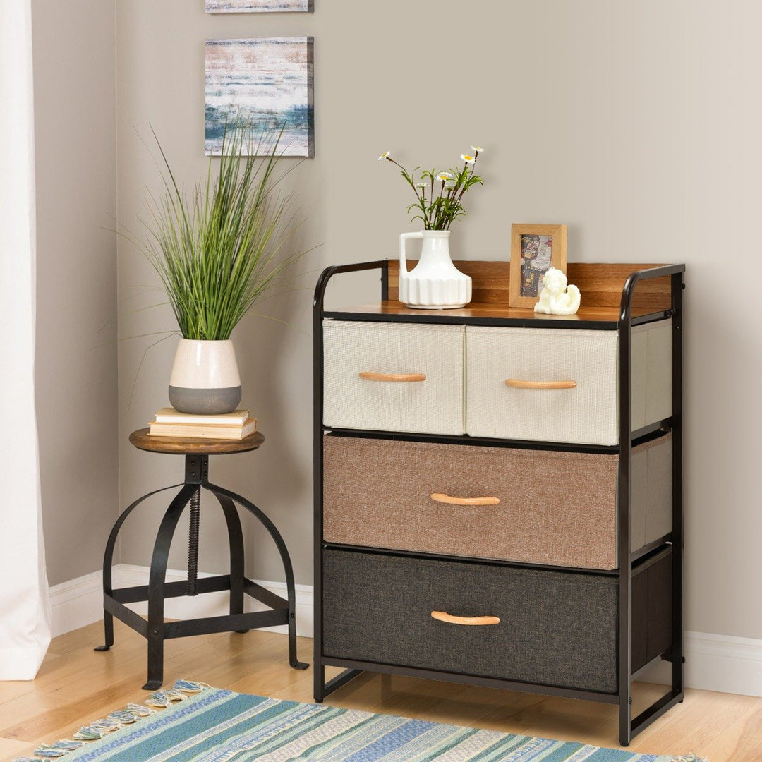 Vertical Dresser Storage Tower with Wooden Top and 4/5 Drawers-4 Drawers