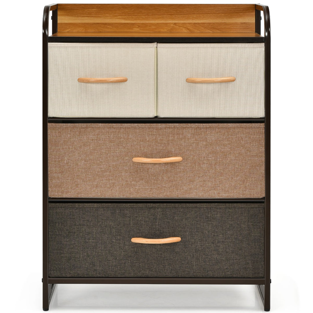 Vertical Dresser Storage Tower with Wooden Top and 4/5 Drawers-4 Drawers