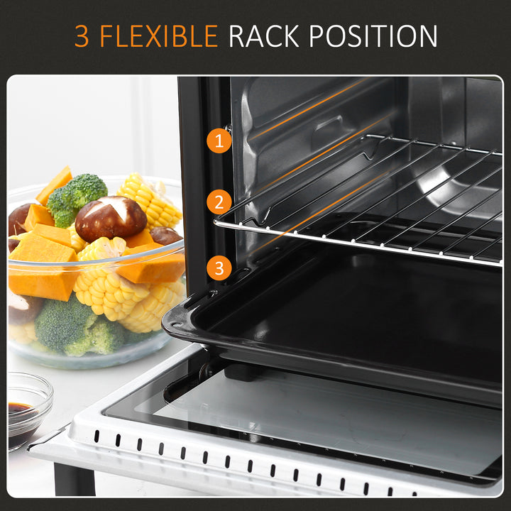 Convection Mini Oven, 16L Countertop Electric Grill, Toaster Oven with Adjustable Temperature, 60 Min Timer, Crumb Tray, Wire Rack, 1400W