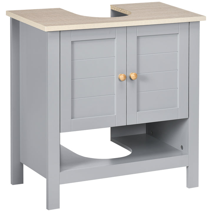 Under Sink Cabinet, Bathroom Vanity Unit, Pedestal Under Sink Design, Storage Cupboard with Adjustable Shelf, Grey