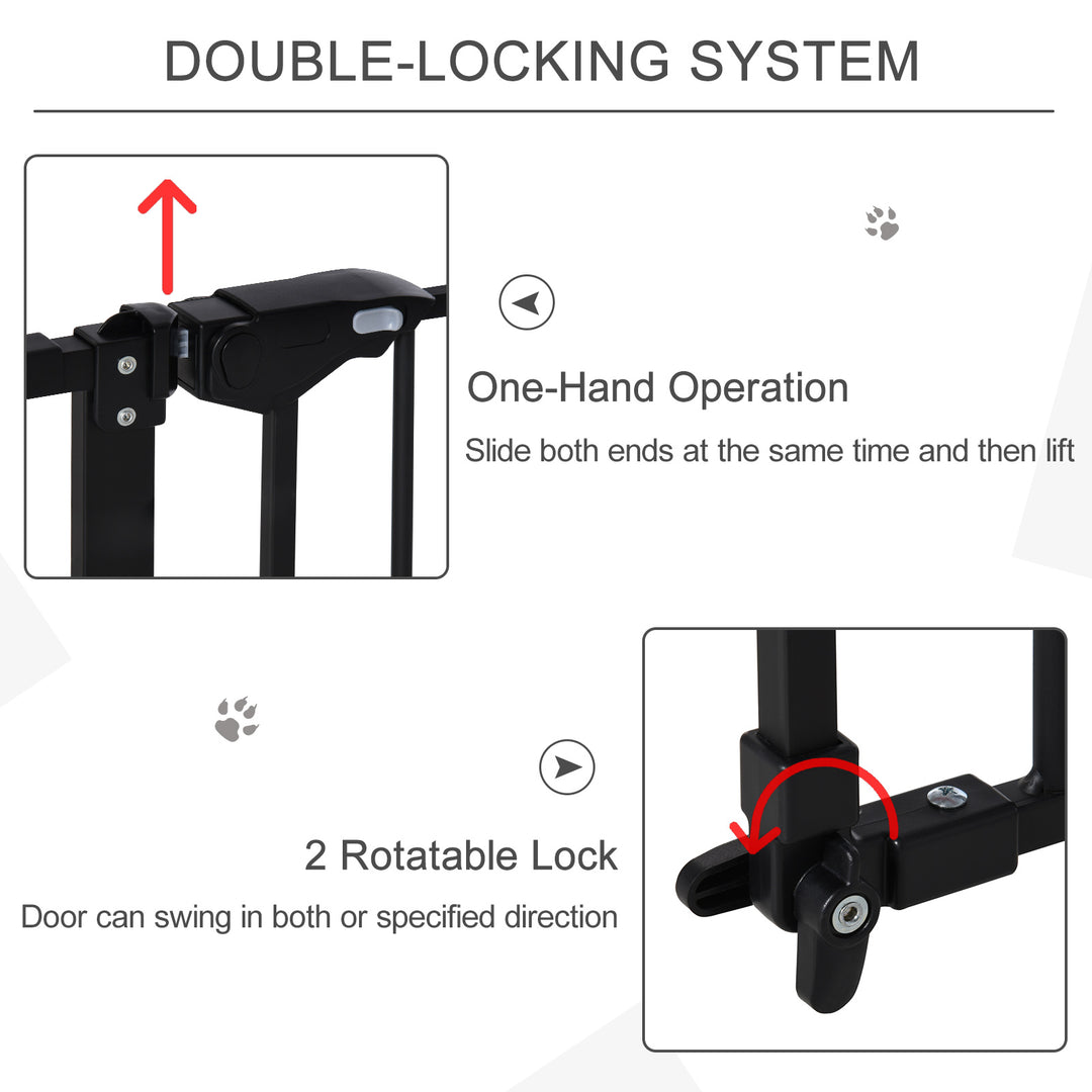 PawHut Retractable Pet Safety Gate Dog Barrier Home Doorway Corridors Room Divider Stair with 3 Extensions and Adjustable Screws Black 76.2 x 152.3 cm