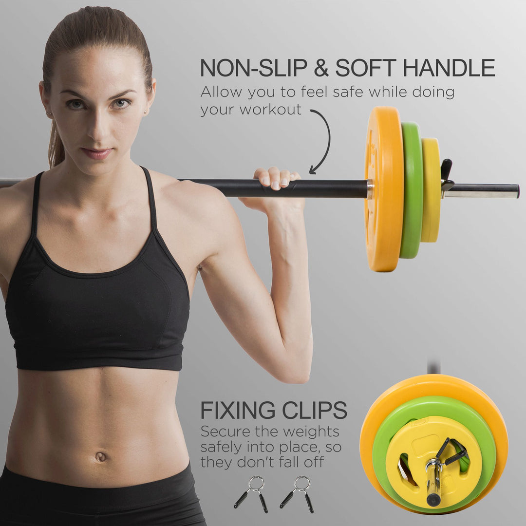 20kg Barbell Weights Set, Adjustable Body Pump Weights with Non-slip Handle, for Women and Men Home Gym Strength Training